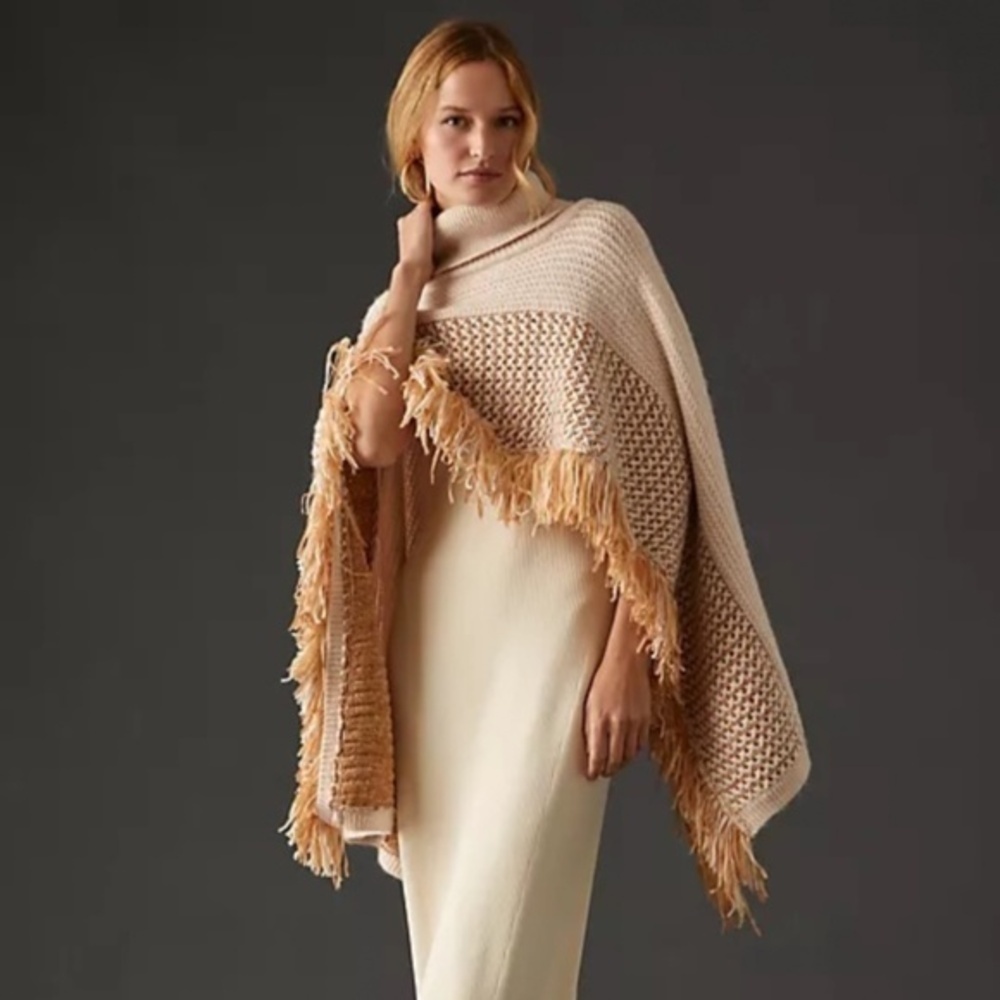 Anthropologie Cropped Poncho Sweater